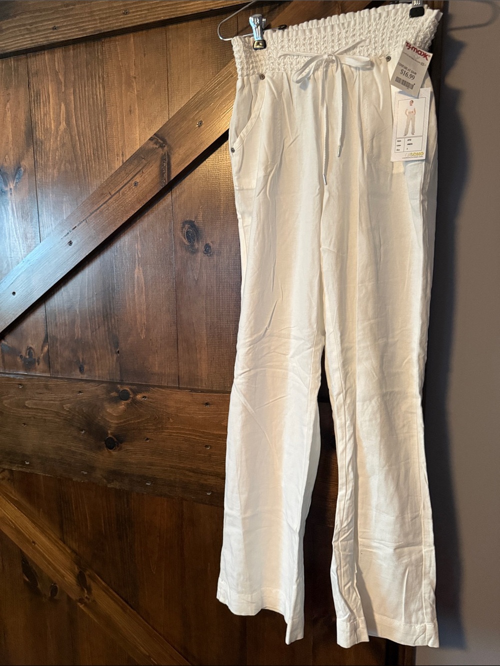 White Drawstring Waist Men’s Casual Pants